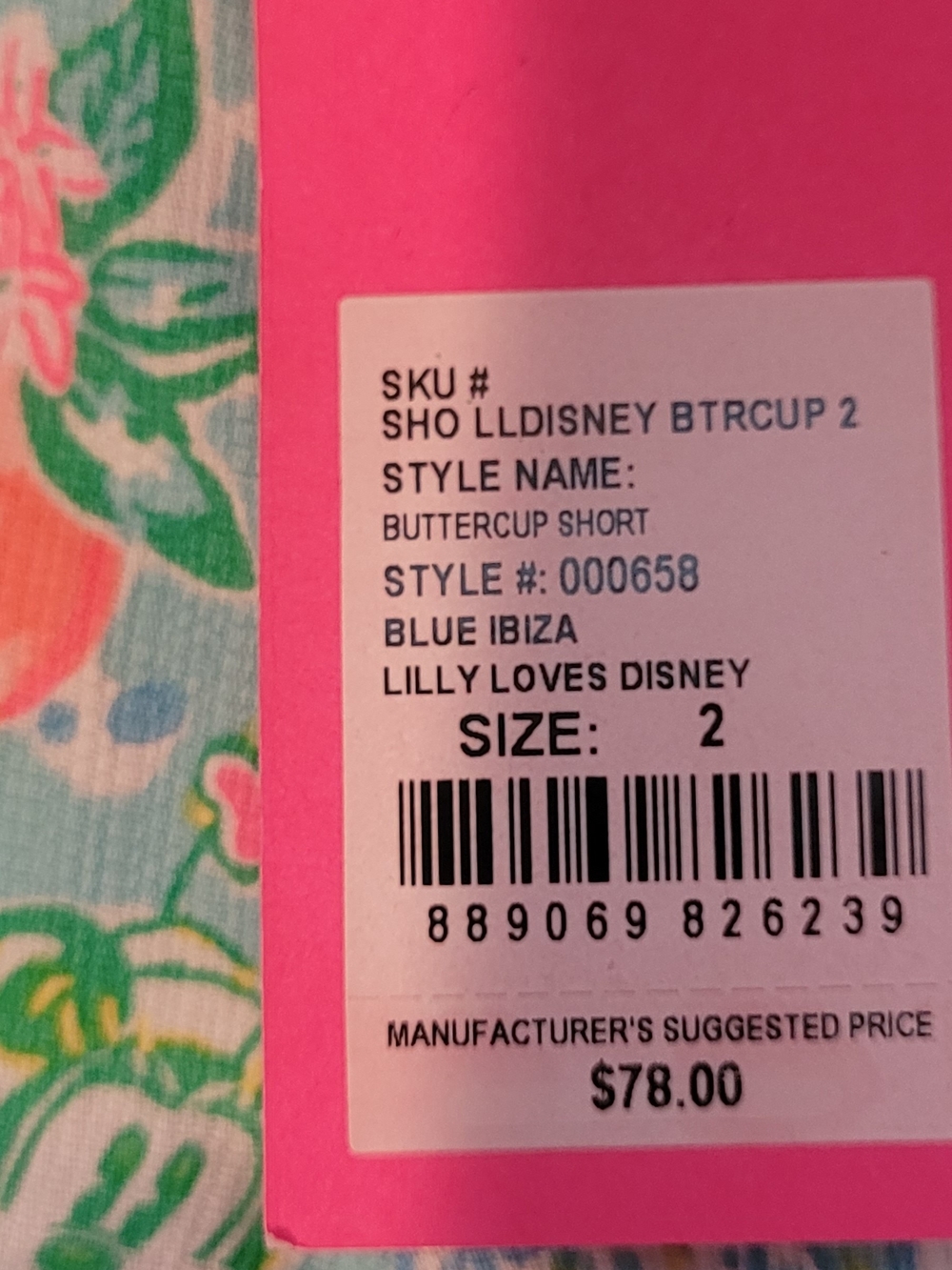 NWT Lilly Pulitzer Bright Floral & Mickey Print Blue Buttercup Shorts - Picture 5 of 9
